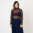 [MIXMUSE.COUTURE] Maglia in Pizzo Angelo, Trasparente A Maniche Lunghe