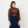 [MIXMUSE.COUTURE] Maglia in Pizzo Angelo, Trasparente A Maniche Lunghe