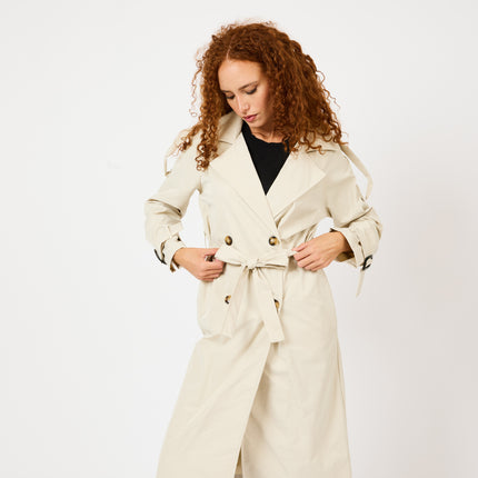 [MIXMUSE.SOUL] Trench Lungo Doppiopetto con cintura e tasche