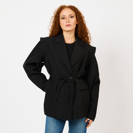 [MIXMUSE.SOUL] Blazer Nero Con Cintura