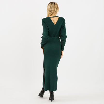 [MIXMUSE.NOHO] Vestito In Maglia A Costine Con Cintura e Maniche A Pipistrello