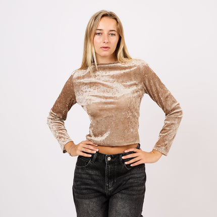 [MIXMUSE.NOHO] Maglietta in velluto a maniche lunghe