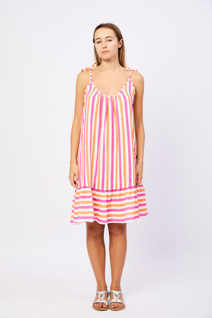 Abito Corto Estivo con Fantasia a Righe