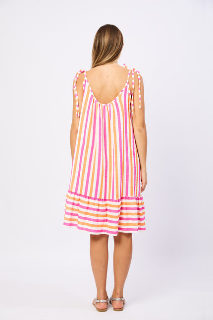 Abito Corto Estivo con Fantasia a Righe