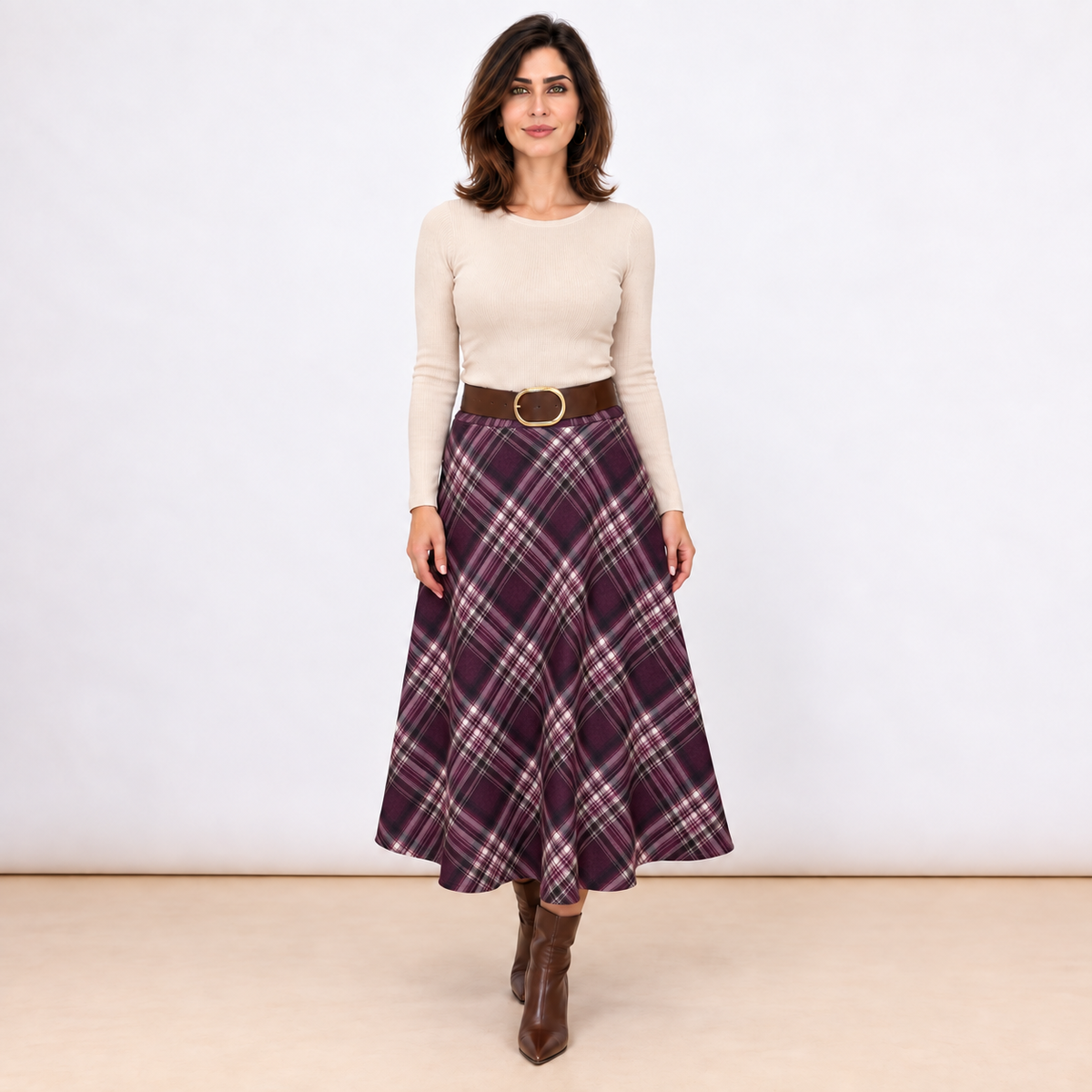 [MIXMUSE.COUTURE] Gonna Svasata Tartan Con Cintura