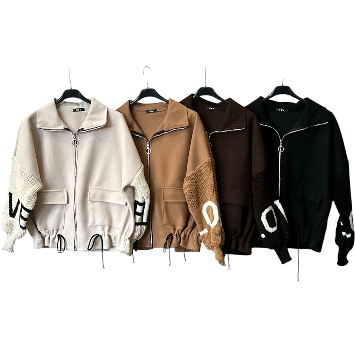 [MIXMUSE.NOHO] Nolita, Cappotto Combinato con Maniche in Maglia e Zip