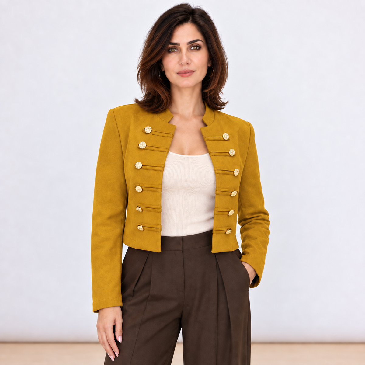[MIXMUSE.COUTURE] Short Jacket With Toggles And Gold Buttons