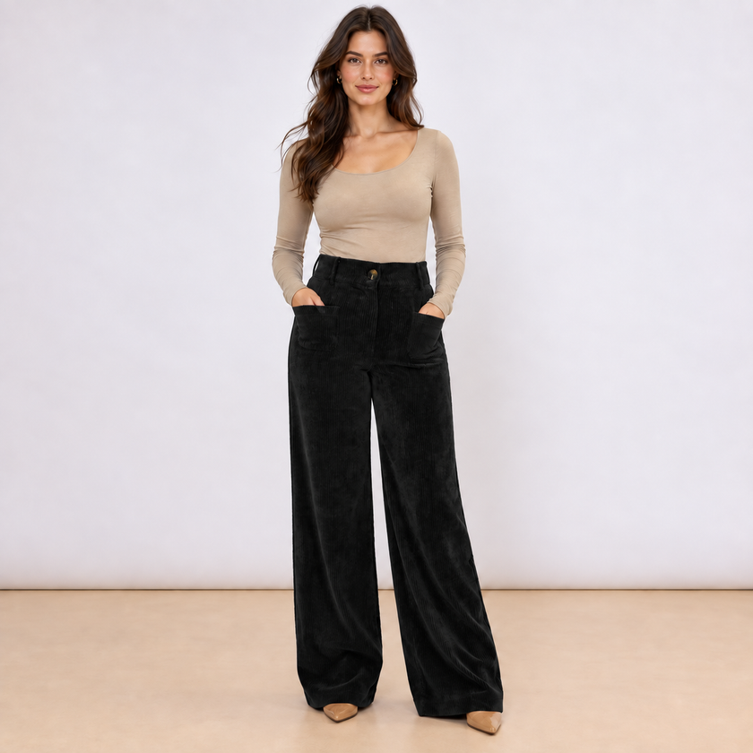 [MIXMUSE] Pantalone In Velluto A Coste Con Tasche Frontali