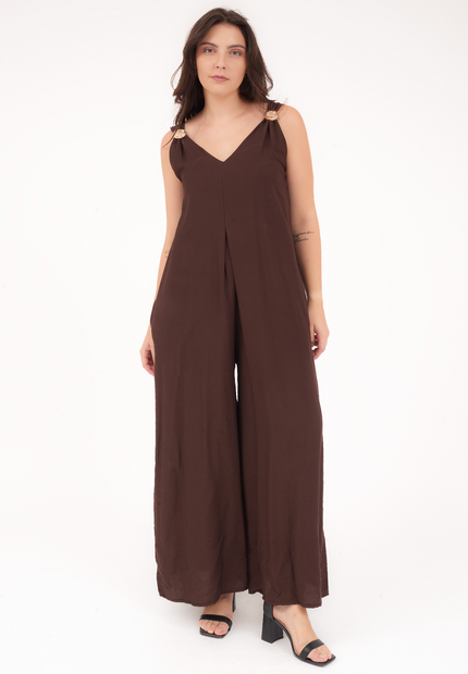 Tuta Emma, con Spalline Larghe e Decorazione Oro, Tasche Laterali