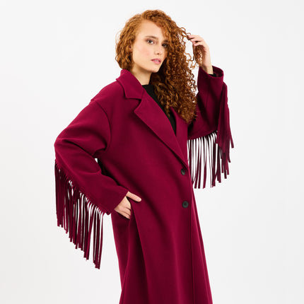 [MIXMUSE.NOHO] Cappotto Con Frange Sul Retro