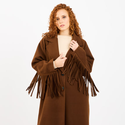 [MIXMUSE.NOHO] Cappotto Con Frange Sul Retro