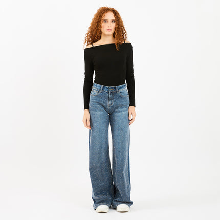 [MIXMUSE.NOHO] Jeans Palazzo Con Brillantini