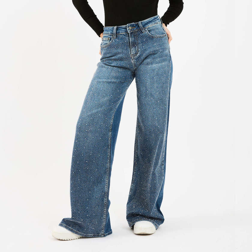 [MIXMUSE.NOHO] Jeans Palazzo Con Brillantini