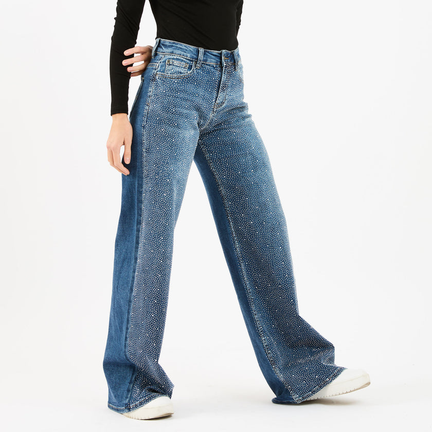[MIXMUSE.NOHO] Jeans Palazzo Con Brillantini