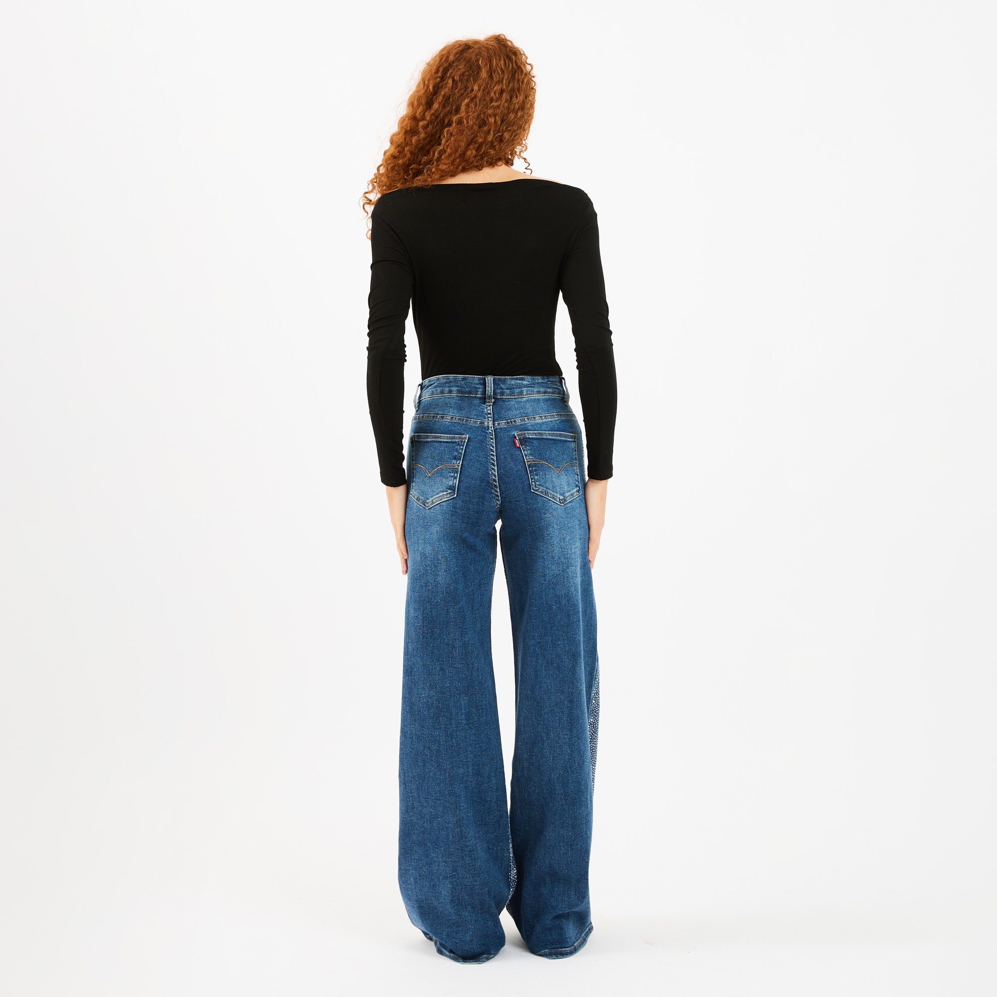 [MIXMUSE.NOHO] Jeans Palazzo Con Brillantini
