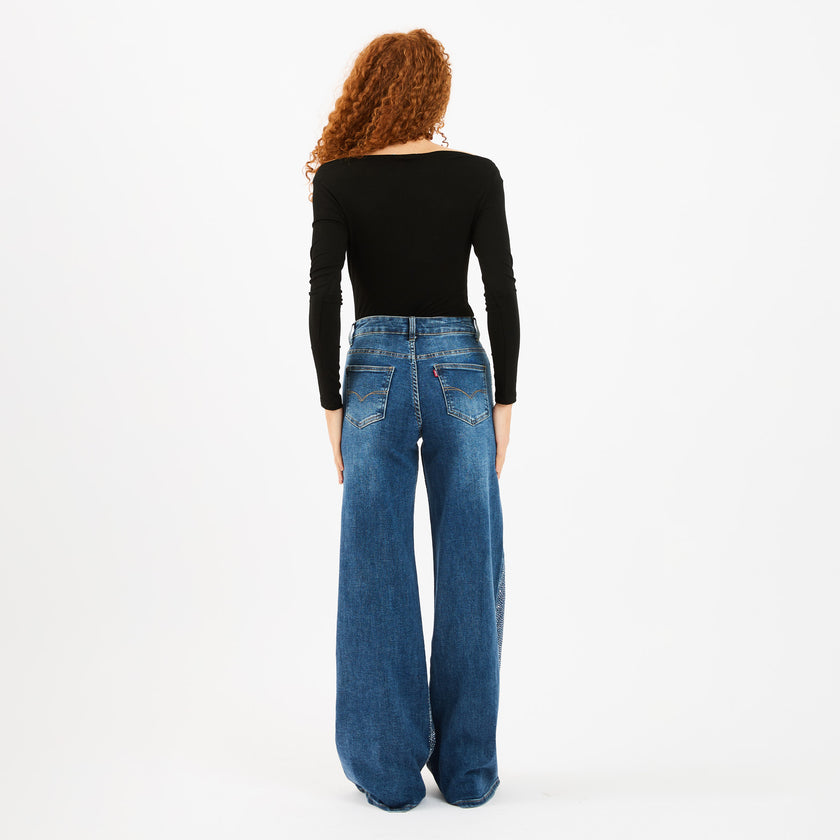 [MIXMUSE.NOHO] Jeans Palazzo Con Brillantini