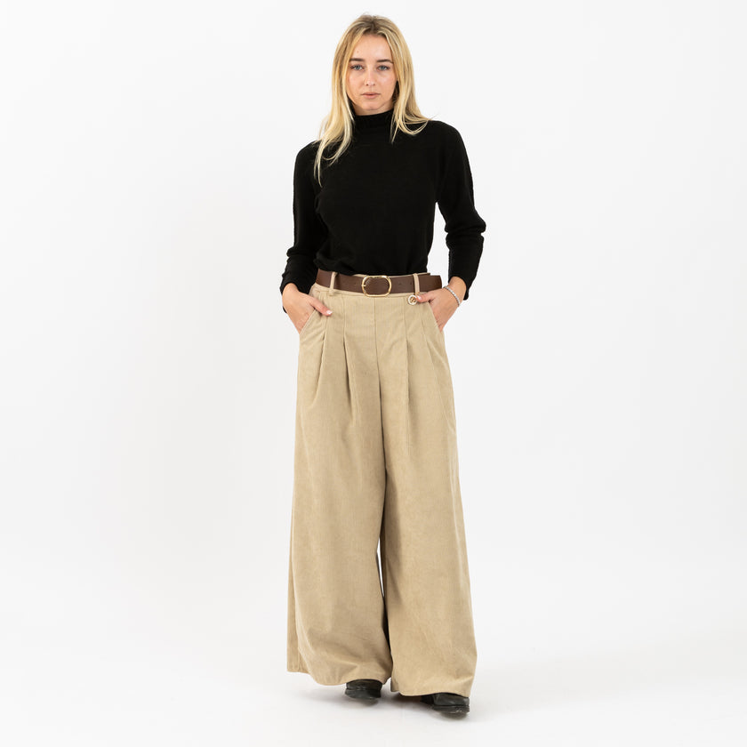[MIXMUSE.NOHO] Pantaloni Dea in Velluto a Coste con Cintura