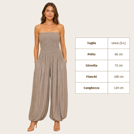 [MIXMUSE.NOHO] Nuvola, Tuta Pantalone A Fascia Con Corpetto Arricciato