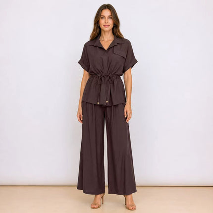 [MIXMUSE] Capri, Completo Camicia Con Coulisse In Vita E Pantalone Coordinato