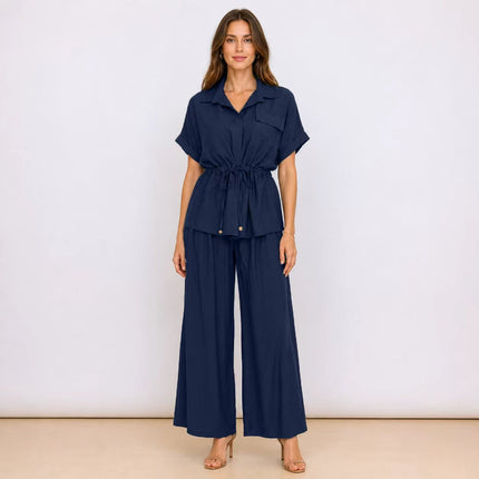 [MIXMUSE] Capri, Completo Camicia Con Coulisse In Vita E Pantalone Coordinato