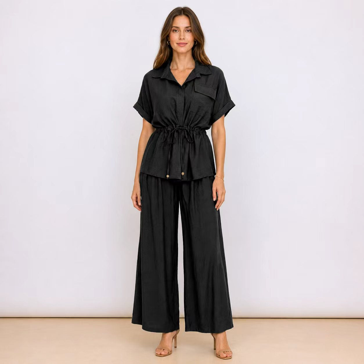 [MIXMUSE] Capri, Completo Camicia Con Coulisse In Vita E Pantalone Coordinato
