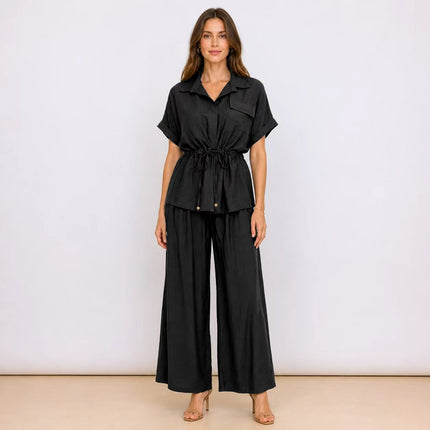 [MIXMUSE] Capri, Completo Camicia Con Coulisse In Vita E Pantalone Coordinato