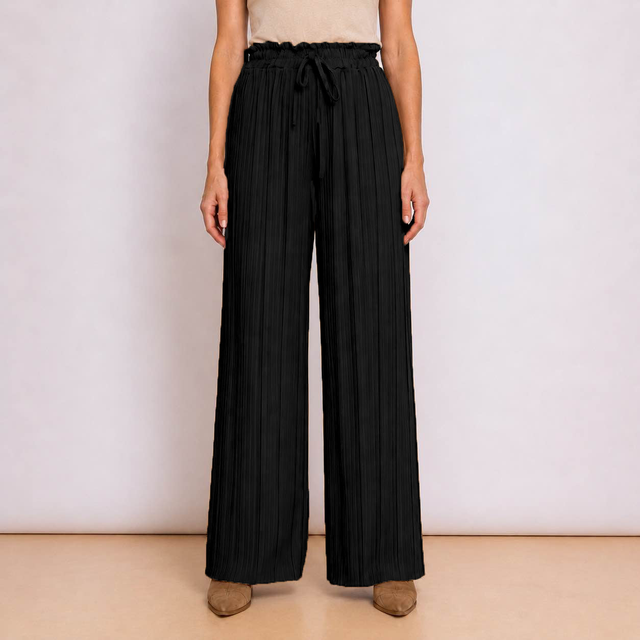[MIXMUSE.NOHO] Pantalone Plissettato Con Coulisse In Vita