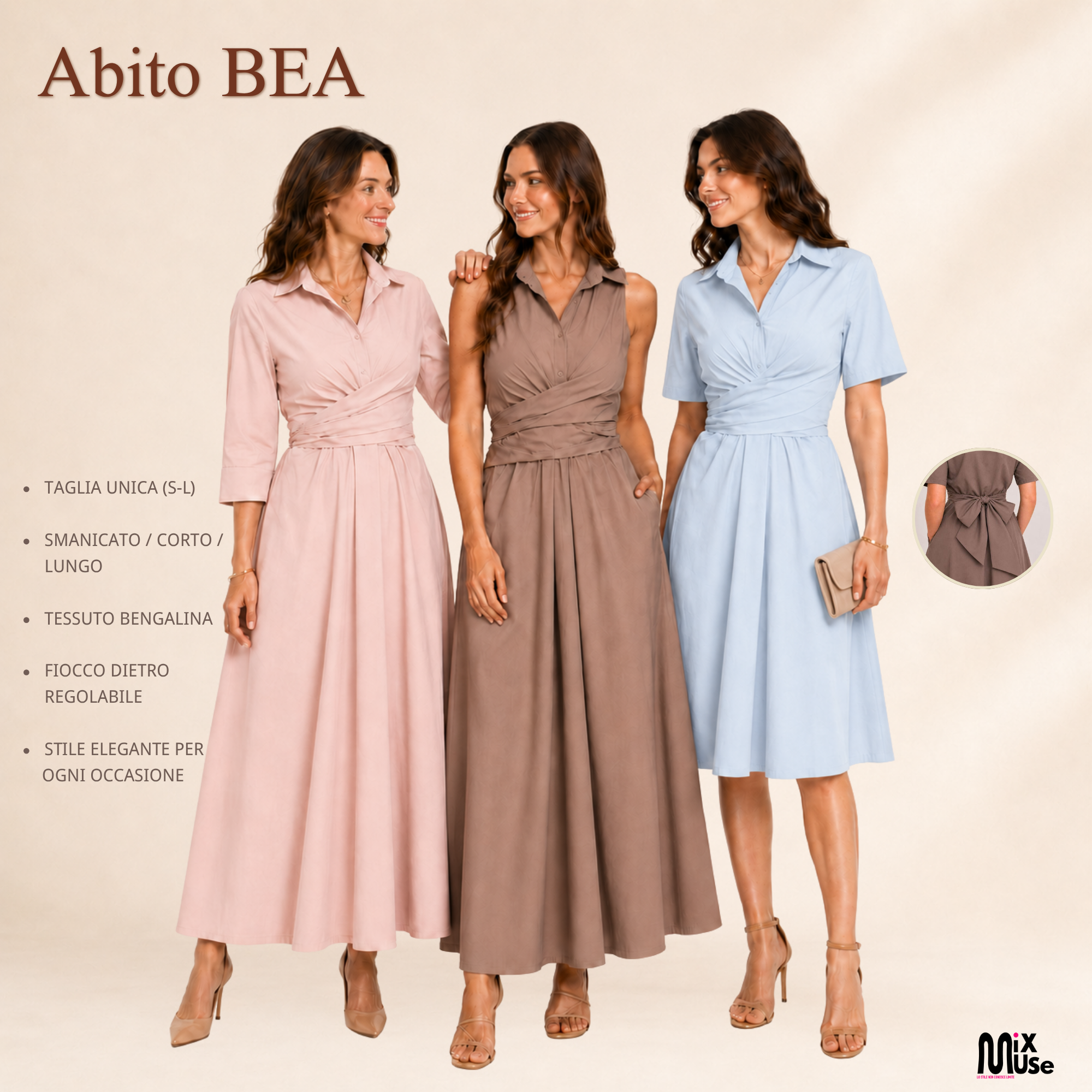 [MIXMUSE.NOHO] Bea, Vestito Con Laccio In Vita