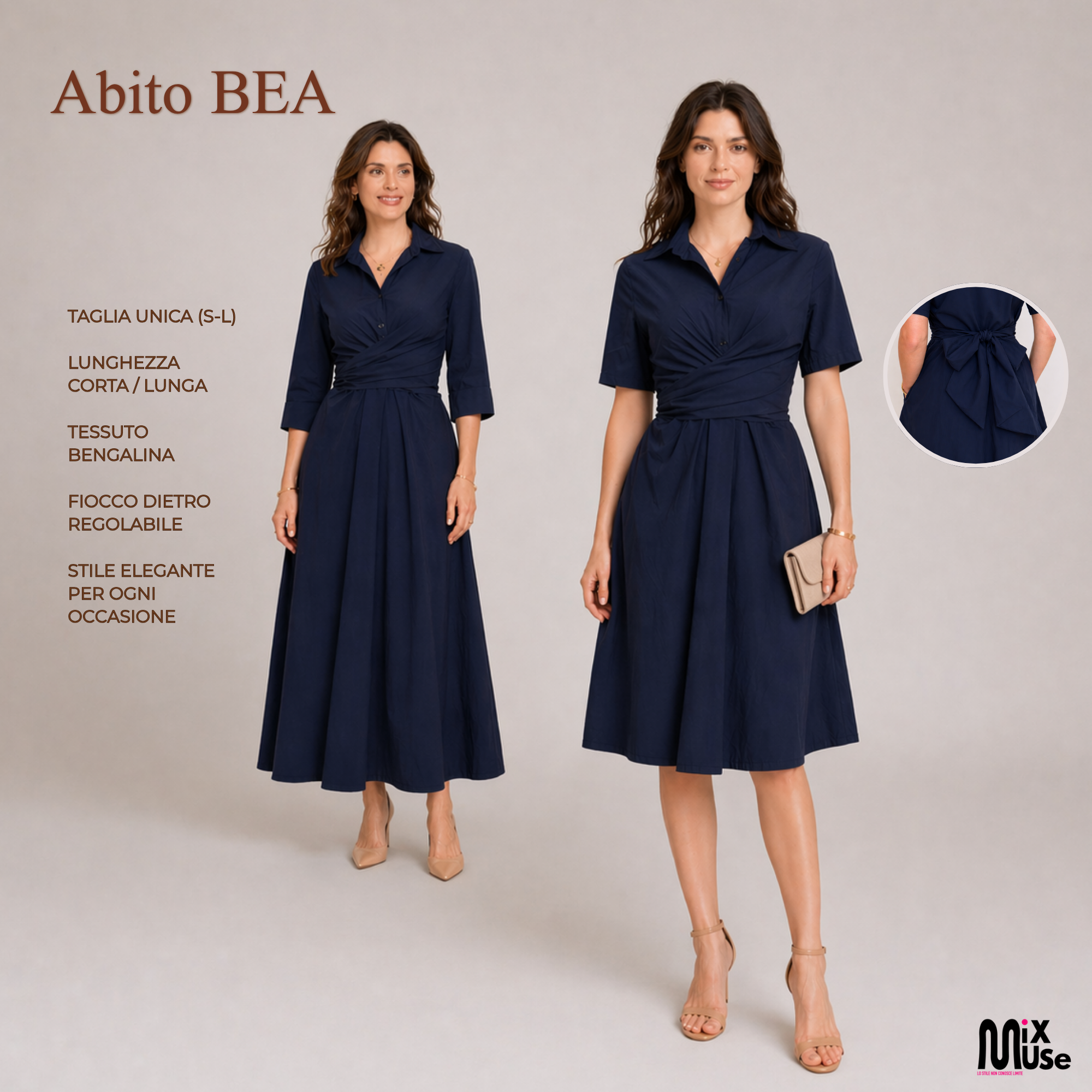[MIXMUSE.NOHO] Bea, Vestito Con Laccio In Vita
