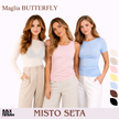 [MIXMUSE] Butterfly, Maglia Basic in Misto Seta
