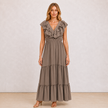 [MIXMUSE.NOHO] Carmen, Vestito Lungo Con Balze E Volant Sullo Scollo A V