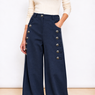 [MIXMUSE.NOHO] Versailles, Pantalone Con Alamari e Bottoni Dorati, Effetto Scamosciato