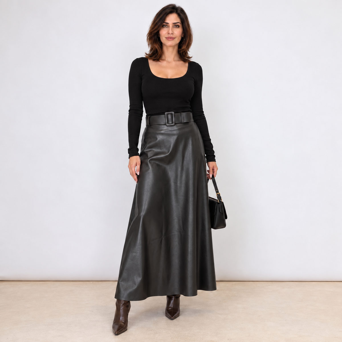 [MIXMUSE.COUTURE] Gonna In Ecopelle Con Cintura Regolabile In Vita