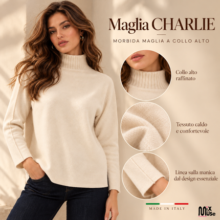 [MIXMUSE] Maglia Charlie, Morbida a Collo Alto