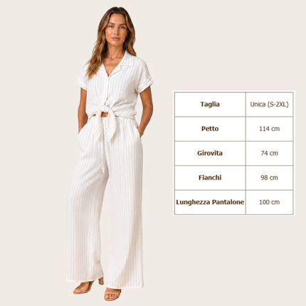 [MIXMUSE.COUTURE] City Chic, Coordinato Gessato Con Pantaloni E Camicia