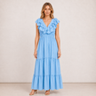 [MIXMUSE.NOHO] Carmen, Vestito Lungo Con Balze E Volant Sullo Scollo A V