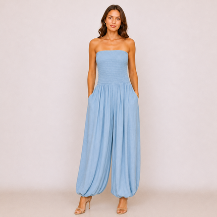 [MIXMUSE.NOHO] Nuvola, Tuta Pantalone A Fascia Con Corpetto Arricciato