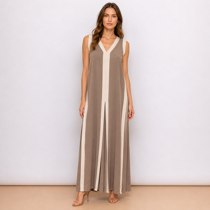 [MIXMUSE.NOHO] Gisella, Abito Lungo Bicolor Con Scollo A V