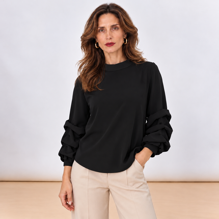 [MIXMUSE.NOHO] Elodie, Camicia Con Volant Sulle Maniche