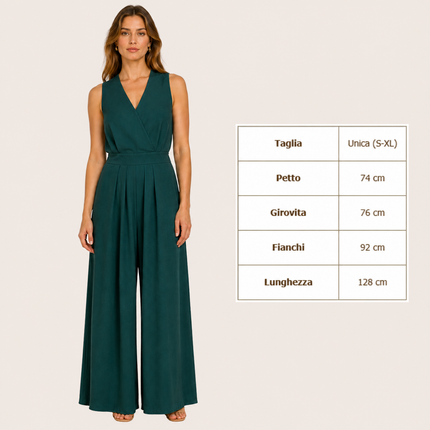 [MIXMUSE.COUTURE] Jumpsuit Couture, Tuta Lunga Fluida Con Scollo A V
