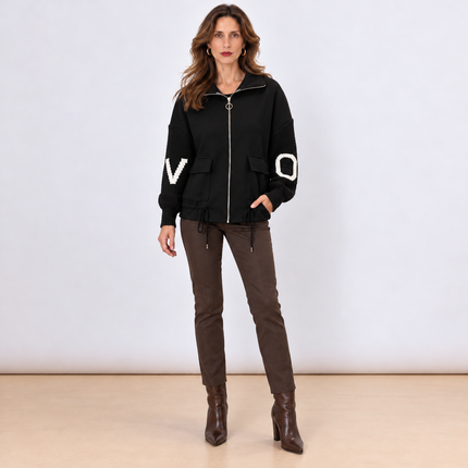 [MIXMUSE.NOHO] Nolita, Cappotto Combinato con Maniche in Maglia e Zip