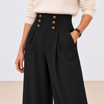 [MIXMUSE.NOHO] Pantalone Palazzo Con Fascia Alta E Alamari