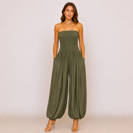 [MIXMUSE.NOHO] Nuvola, Tuta Pantalone A Fascia Con Corpetto Arricciato