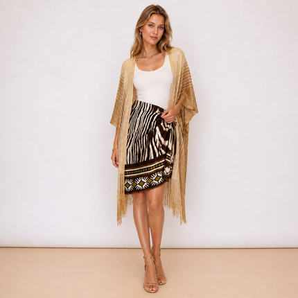 [MIXMUSE] Kimono Lurex Con Frange