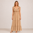 [MIXMUSE.NOHO] Carmen, Vestito Lungo Con Balze E Volant Sullo Scollo A V