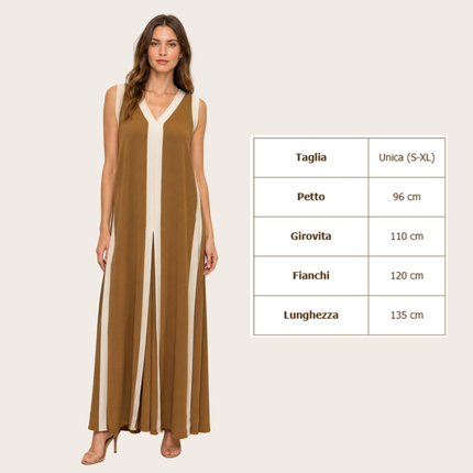 [MIXMUSE.NOHO] Gisella, Abito Lungo Bicolor Con Scollo A V