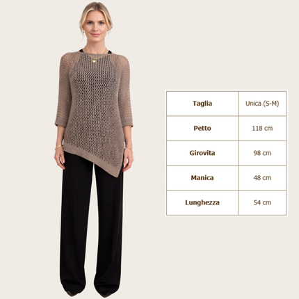 [MIXMUSE.NOHO] Noa, Maglia Traforata Con Taglio Asimmetrico