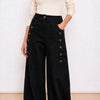 [MIXMUSE.NOHO] Napoleone, Pantalon Avec Brandebourgs et Boutons Dorés, Effet Daim