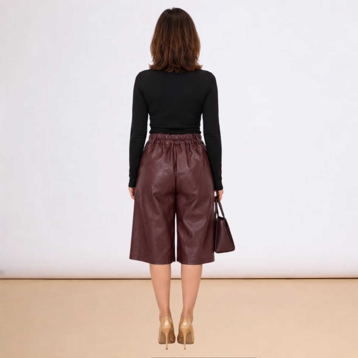 [MIXMUSE.COUTURE] Bermuda In Ecopelle E Tasche Laterali