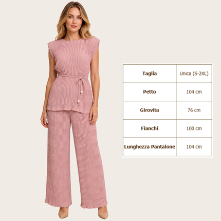[MIXMUSE] Tokyo, Completo Plissettato Con Top Con Laccetto In Vita E Pantalone